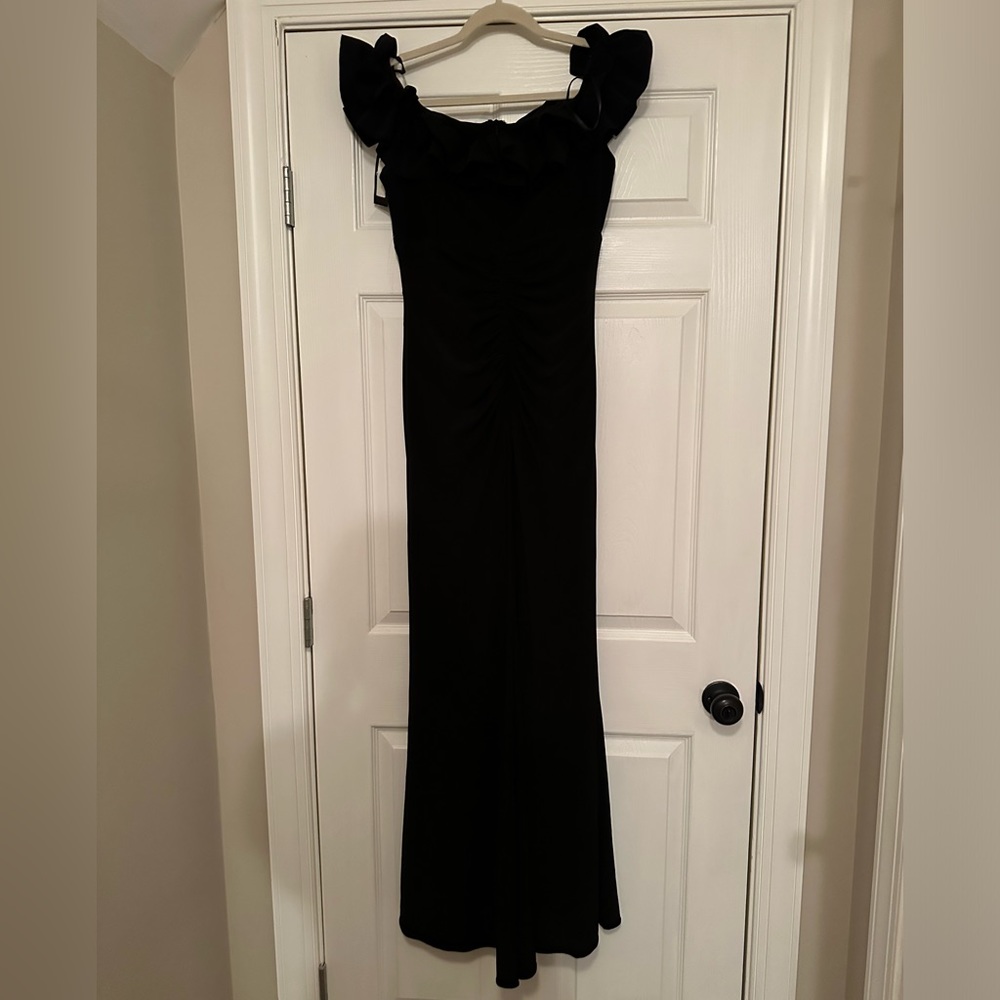 Xscape Ruffle Off the Shoulder Ruched Jersey Gown - Picture 7 of 7